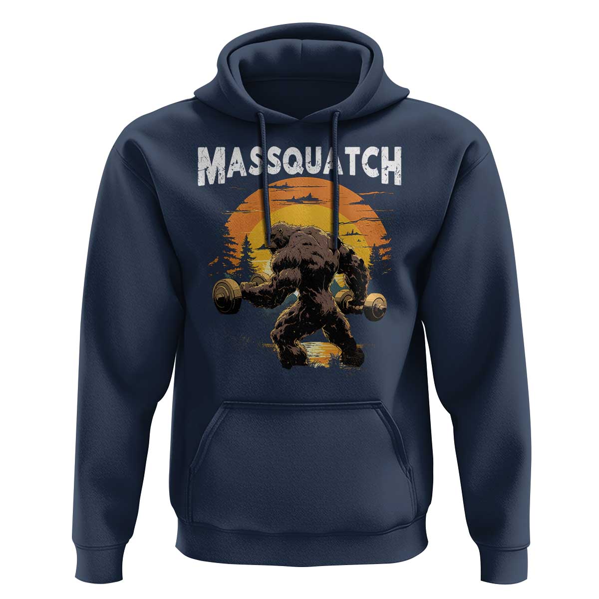 Funny Bigfoot Massquatch Hoodie Workout Gym Weightlifter Sasquatch