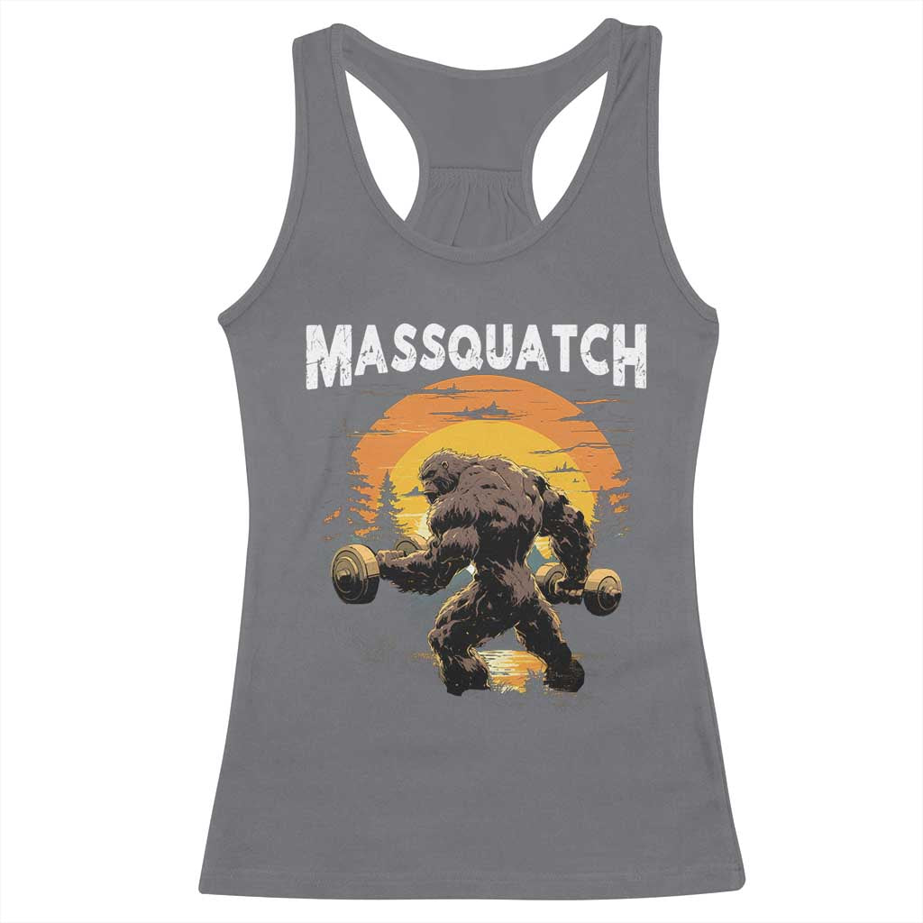 Funny Bigfoot Massquatch Racerback Tank Top Workout Gym Weightlifter Sasquatch