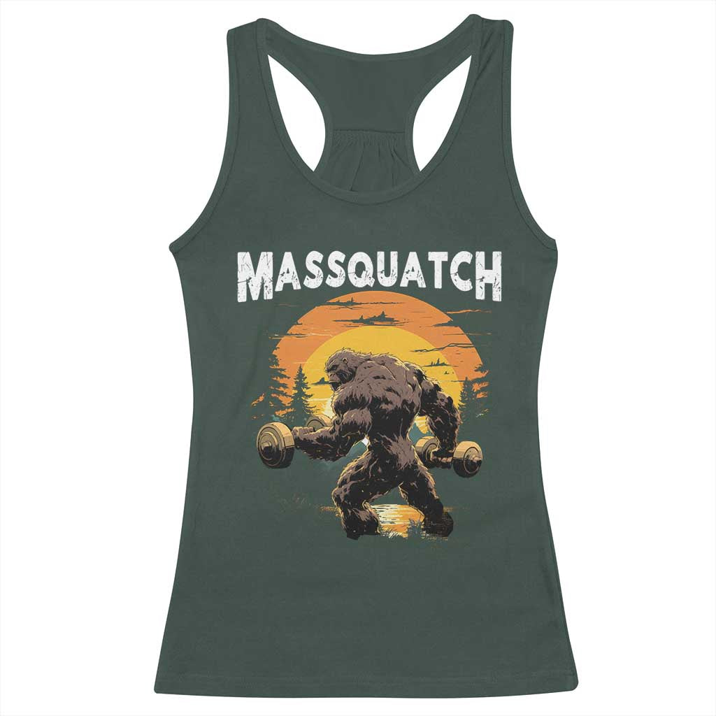 Funny Bigfoot Massquatch Racerback Tank Top Workout Gym Weightlifter Sasquatch