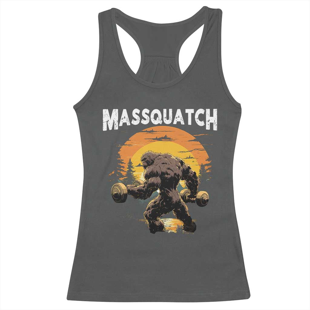 Funny Bigfoot Massquatch Racerback Tank Top Workout Gym Weightlifter Sasquatch