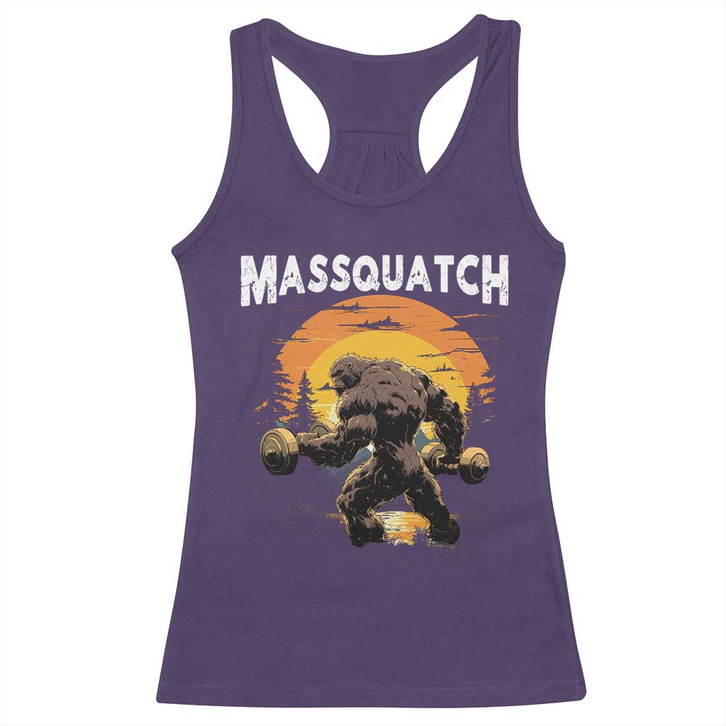 Funny Bigfoot Massquatch Racerback Tank Top Workout Gym Weightlifter Sasquatch