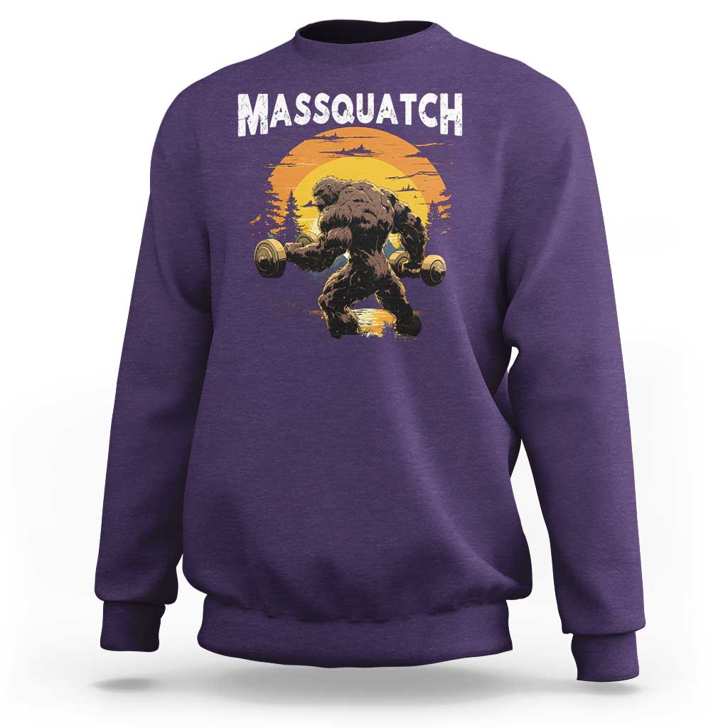 Funny Bigfoot Massquatch Sweatshirt Workout Gym Weightlifter Sasquatch