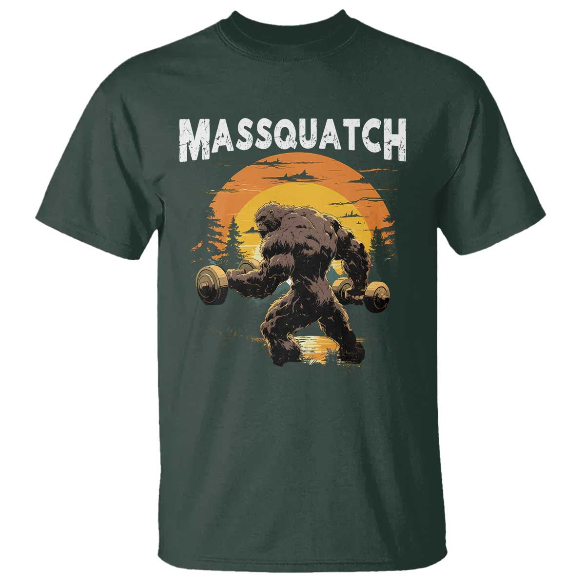 Funny Bigfoot Massquatch T Shirt Workout Gym Weightlifter Sasquatch