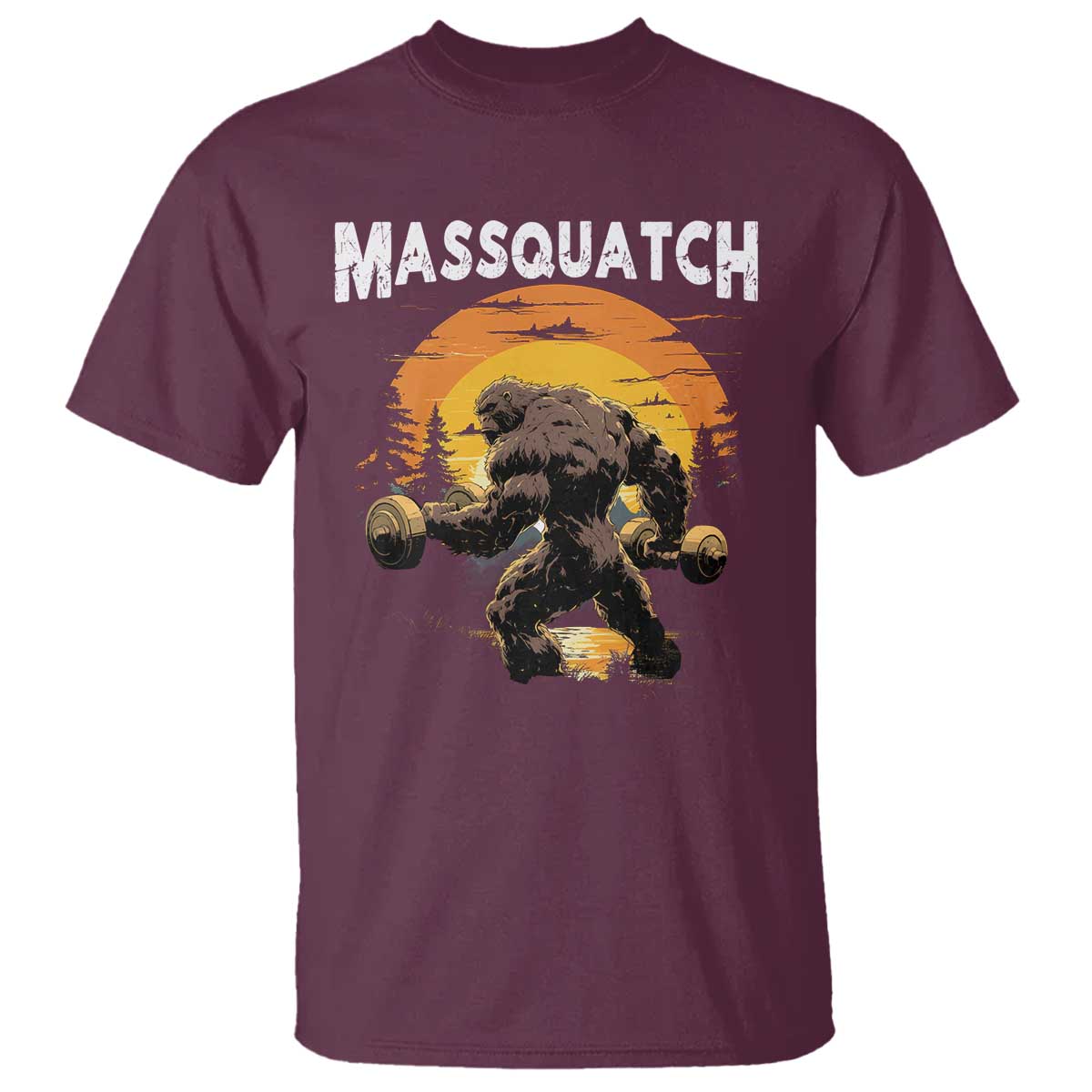 Funny Bigfoot Massquatch T Shirt Workout Gym Weightlifter Sasquatch