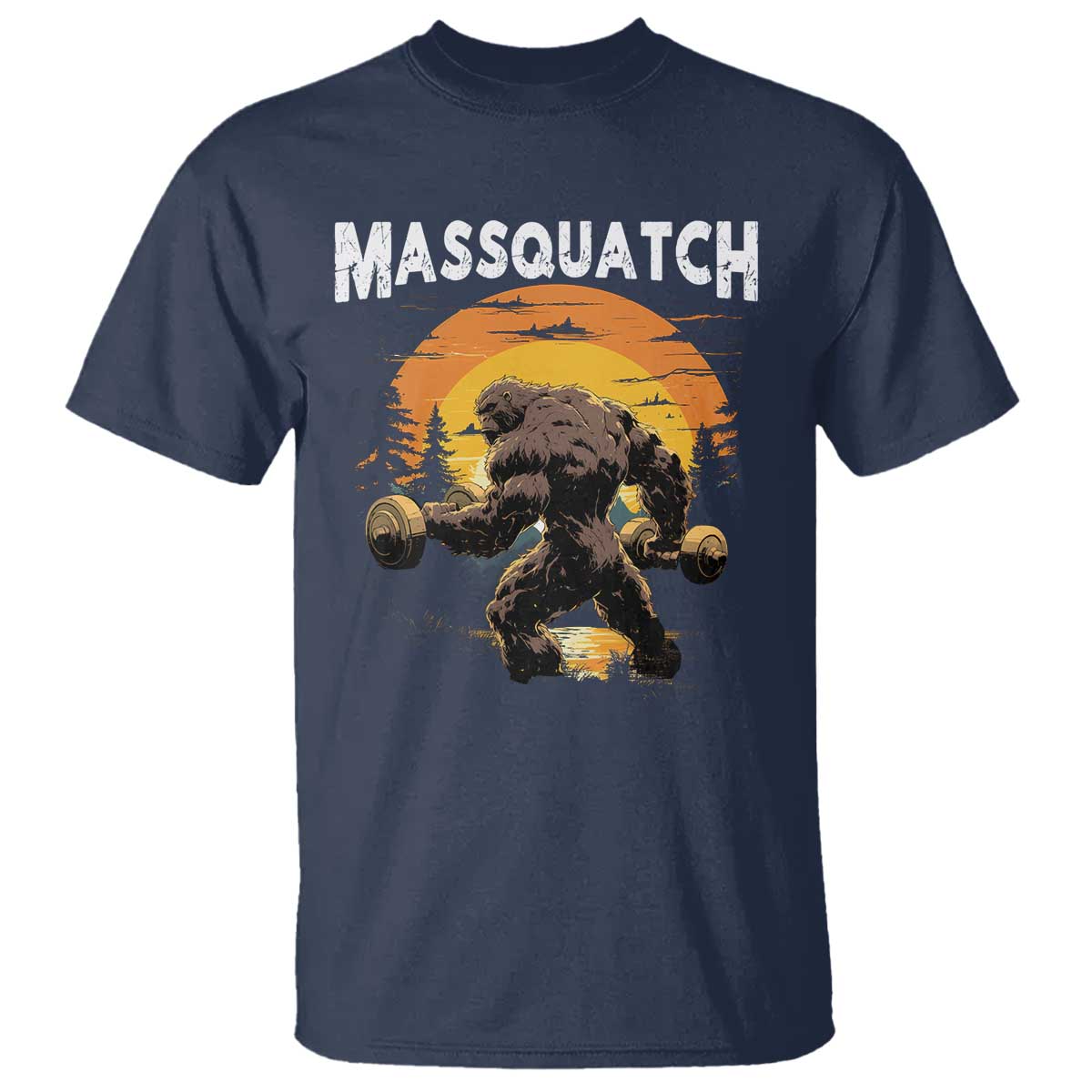Funny Bigfoot Massquatch T Shirt Workout Gym Weightlifter Sasquatch