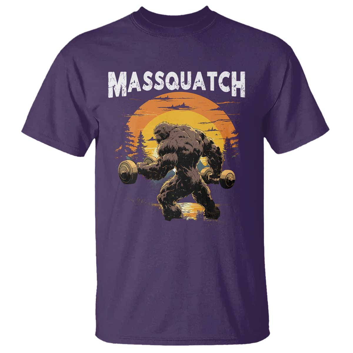 Funny Bigfoot Massquatch T Shirt Workout Gym Weightlifter Sasquatch