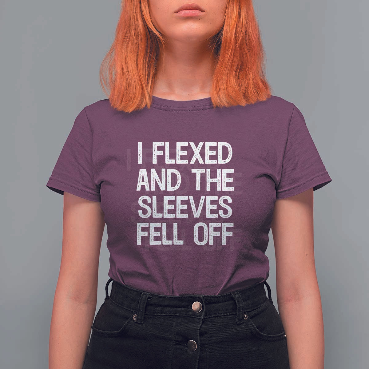 Funny I Flexed And The Sleeves Fell Of T Shirt For Women Workout Gymer Shadow Text - Wonder Print Shop
