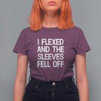 Funny I Flexed And The Sleeves Fell Of T Shirt For Women Workout Gymer Shadow Text - Wonder Print Shop