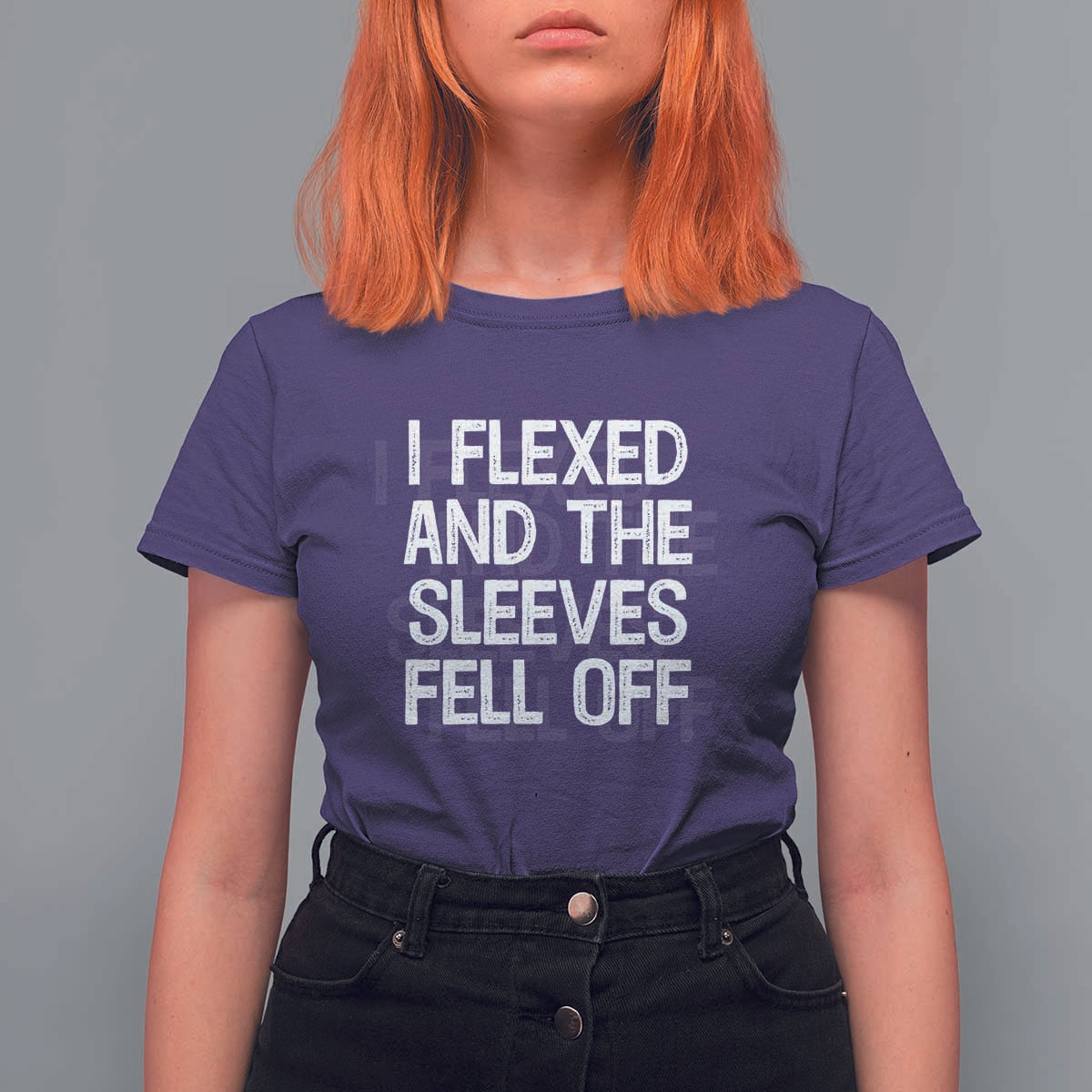 Funny I Flexed And The Sleeves Fell Of T Shirt For Women Workout Gymer Shadow Text - Wonder Print Shop