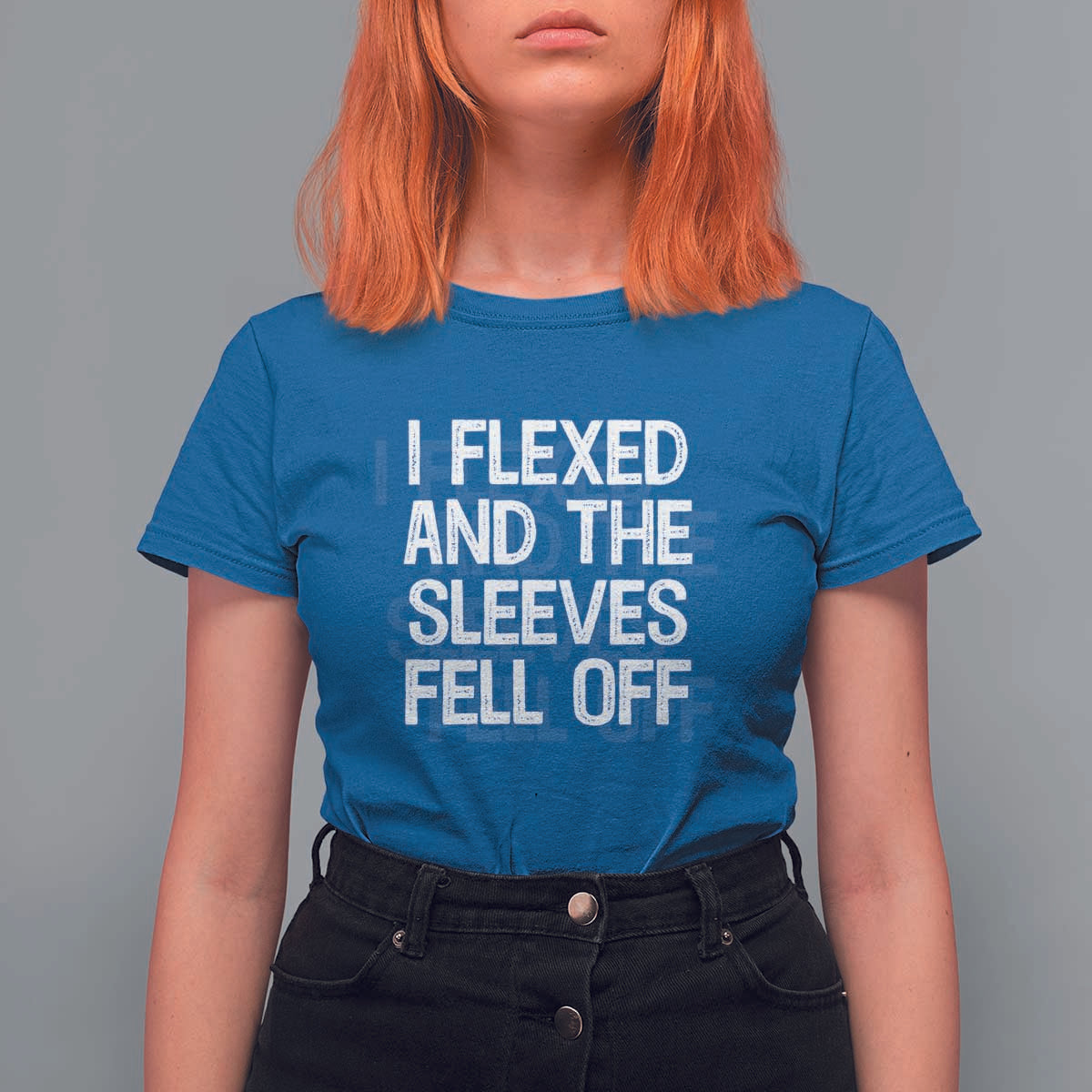 Funny I Flexed And The Sleeves Fell Of T Shirt For Women Workout Gymer Shadow Text - Wonder Print Shop