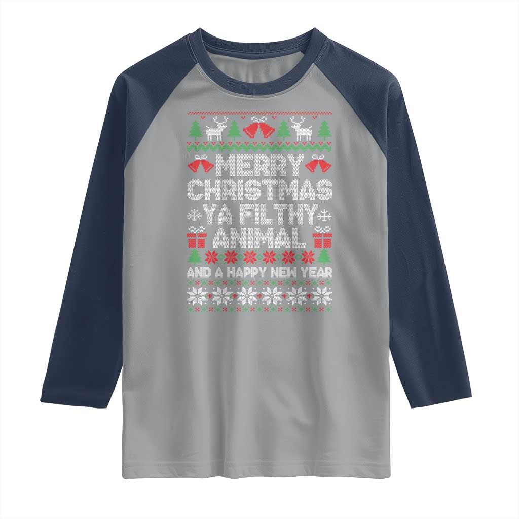 Funny Merry Christmas And A Happy New Year Raglan Shirt Christmas Movie - Wonder Print Shop