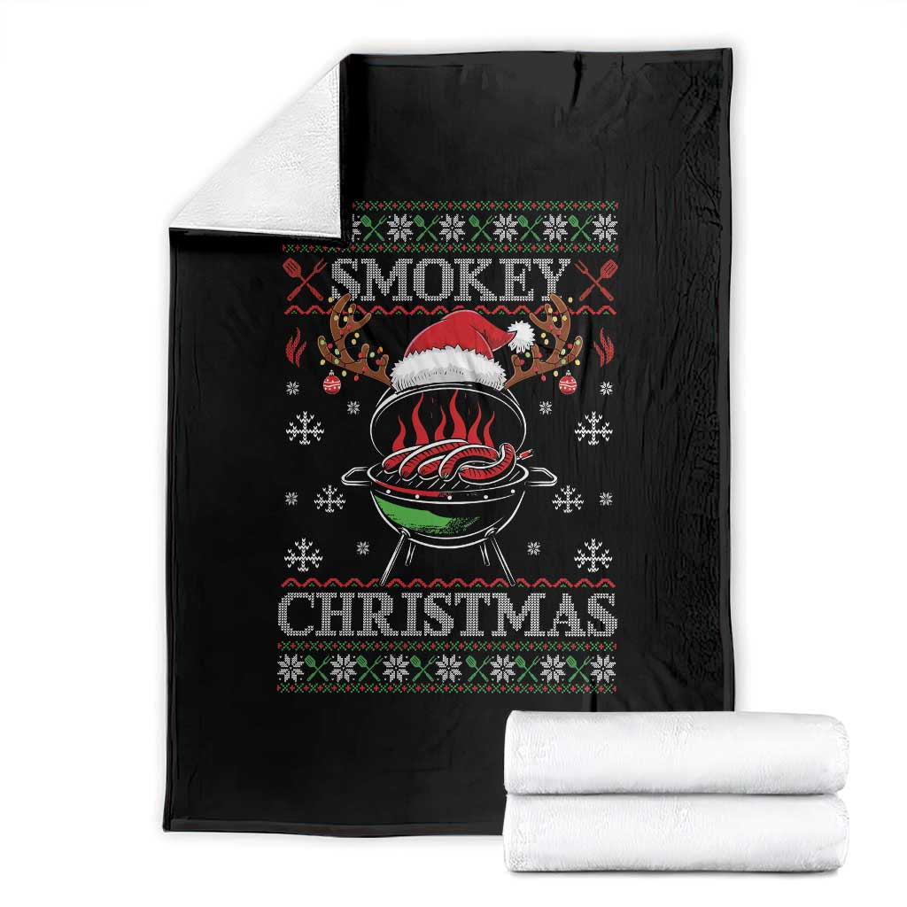 Funny Smokey Christmas Grilling Throw Blanket BBQ Meat Father's Day - Wonder Print Shop