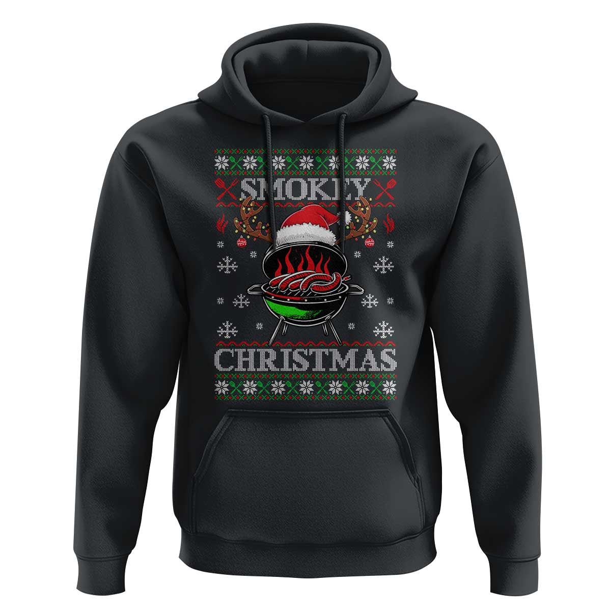 Funny Smokey Christmas Grilling Hoodie BBQ Meat Father's Day