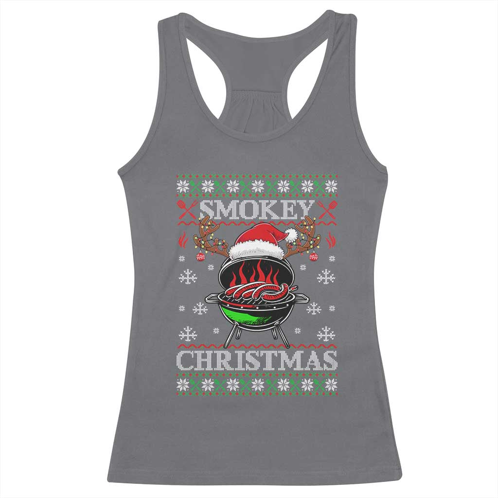 Funny Smokey Christmas Grilling Racerback Tank Top BBQ Meat Father's Day