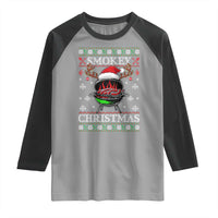 Funny Smokey Christmas Grilling Raglan Shirt BBQ Meat Father's Day - Wonder Print Shop