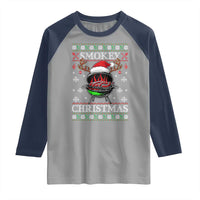 Funny Smokey Christmas Grilling Raglan Shirt BBQ Meat Father's Day - Wonder Print Shop