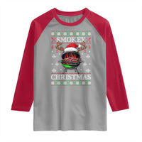 Funny Smokey Christmas Grilling Raglan Shirt BBQ Meat Father's Day - Wonder Print Shop
