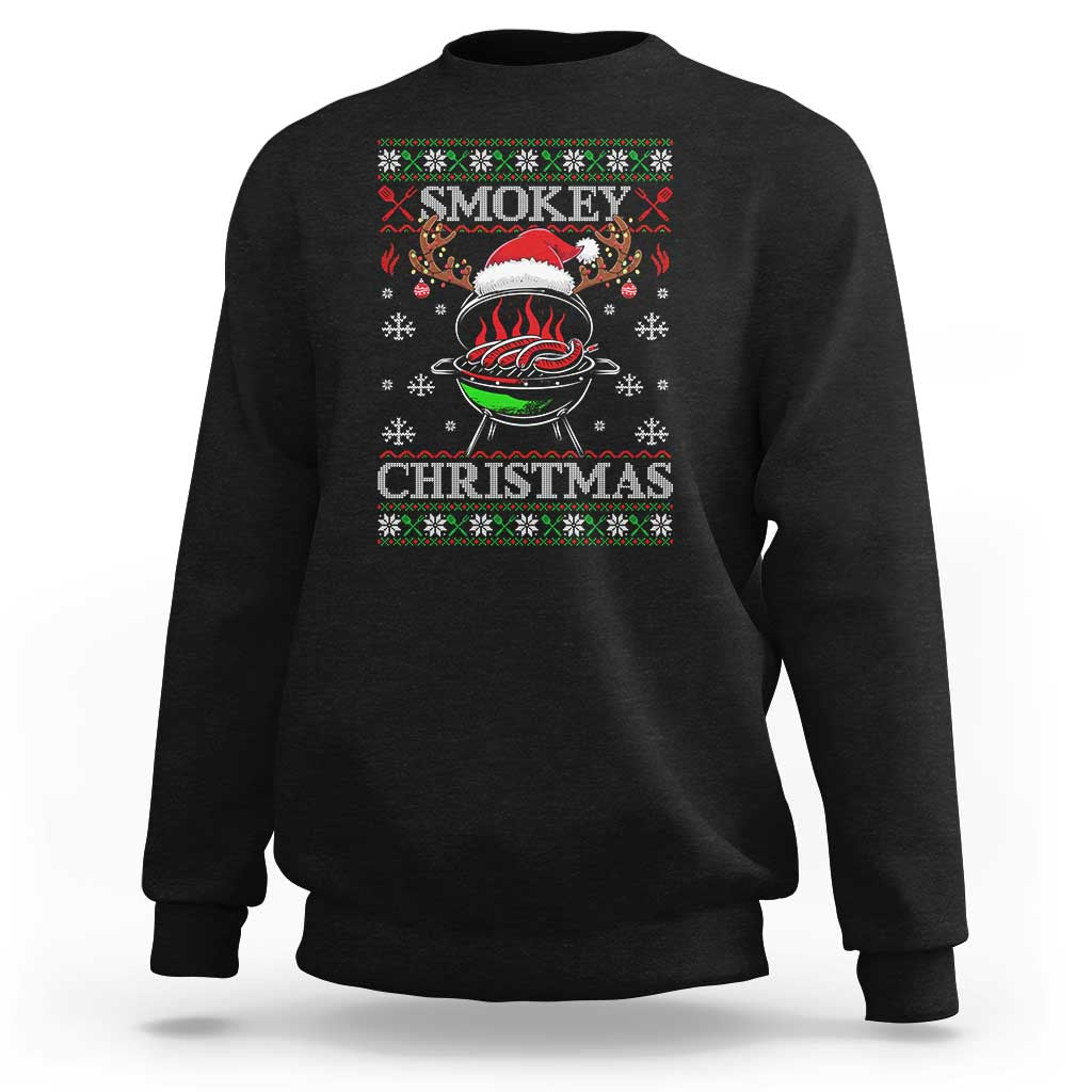 Funny Smokey Christmas Grilling Sweatshirt BBQ Meat Father's Day - Wonder Print Shop