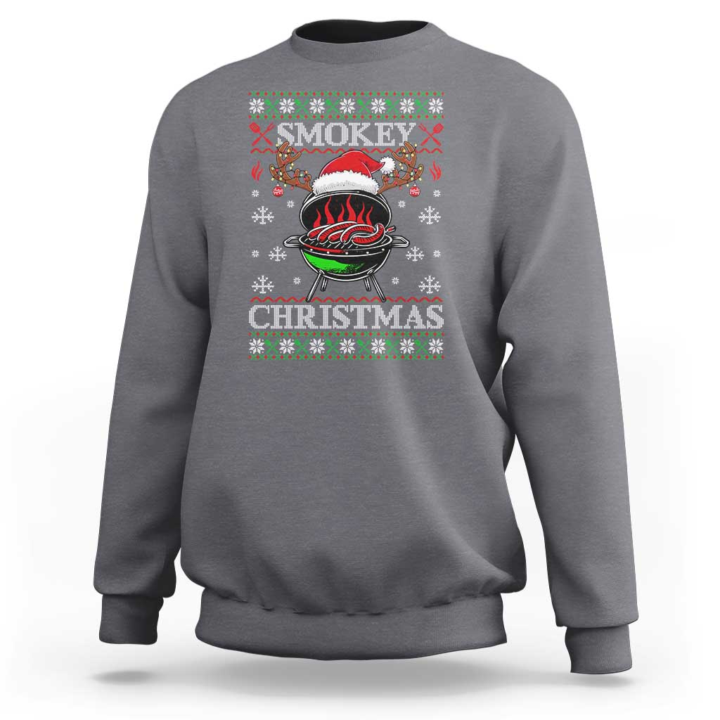 Funny Smokey Christmas Grilling Sweatshirt BBQ Meat Father's Day - Wonder Print Shop
