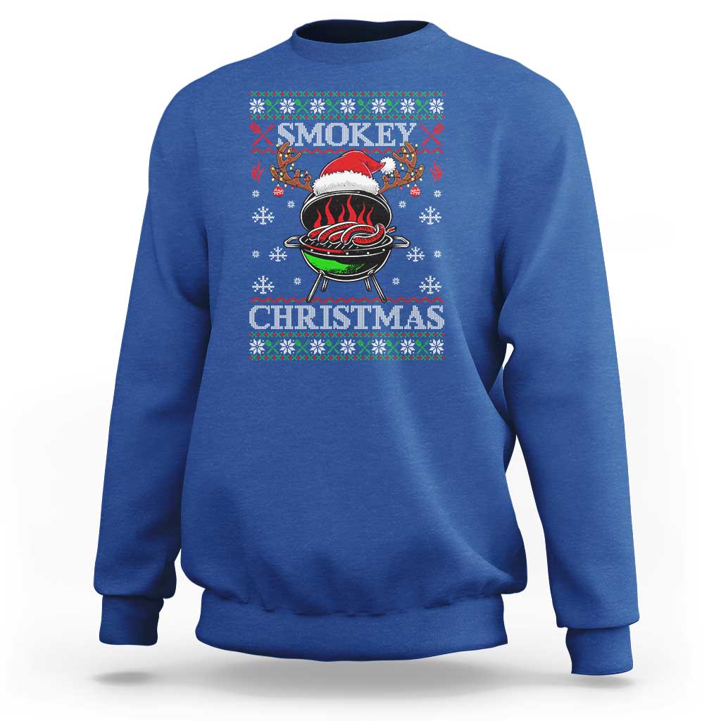 Funny Smokey Christmas Grilling Sweatshirt BBQ Meat Father's Day - Wonder Print Shop