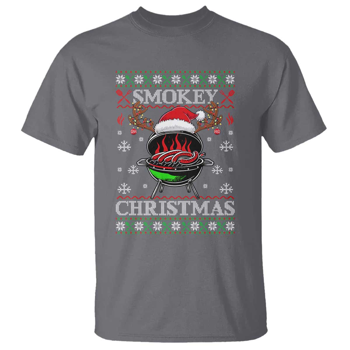 Funny Smokey Christmas Grilling T Shirt BBQ Meat Father's Day - Wonder Print Shop