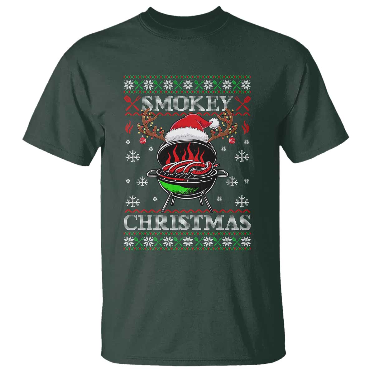Funny Smokey Christmas Grilling T Shirt BBQ Meat Father's Day - Wonder Print Shop