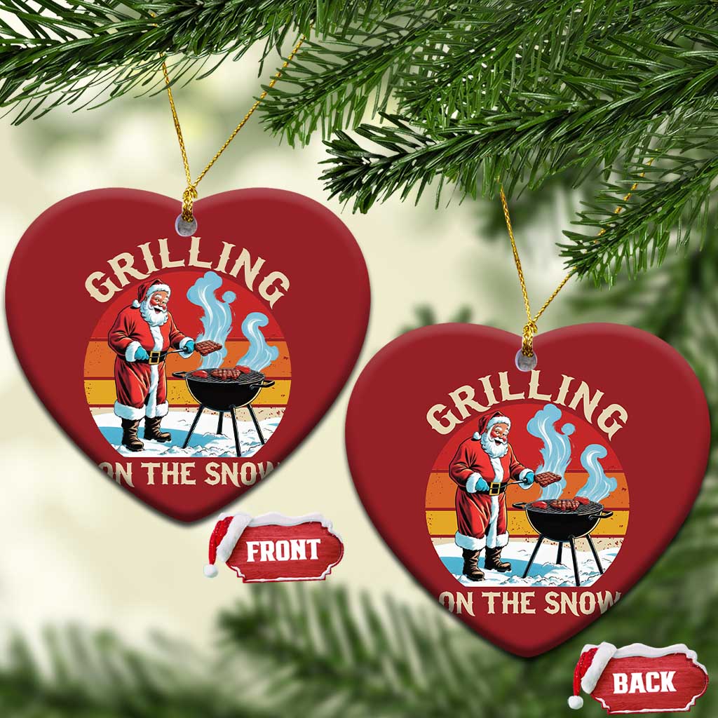 Funny Xmas Grilling Santa Christmas Ornament Grilling On The Snow - Wonder Print Shop