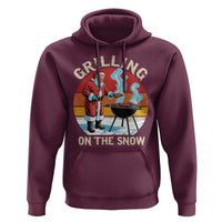 Funny Christmas Grilling Santa Hoodie Grilling On The Snow