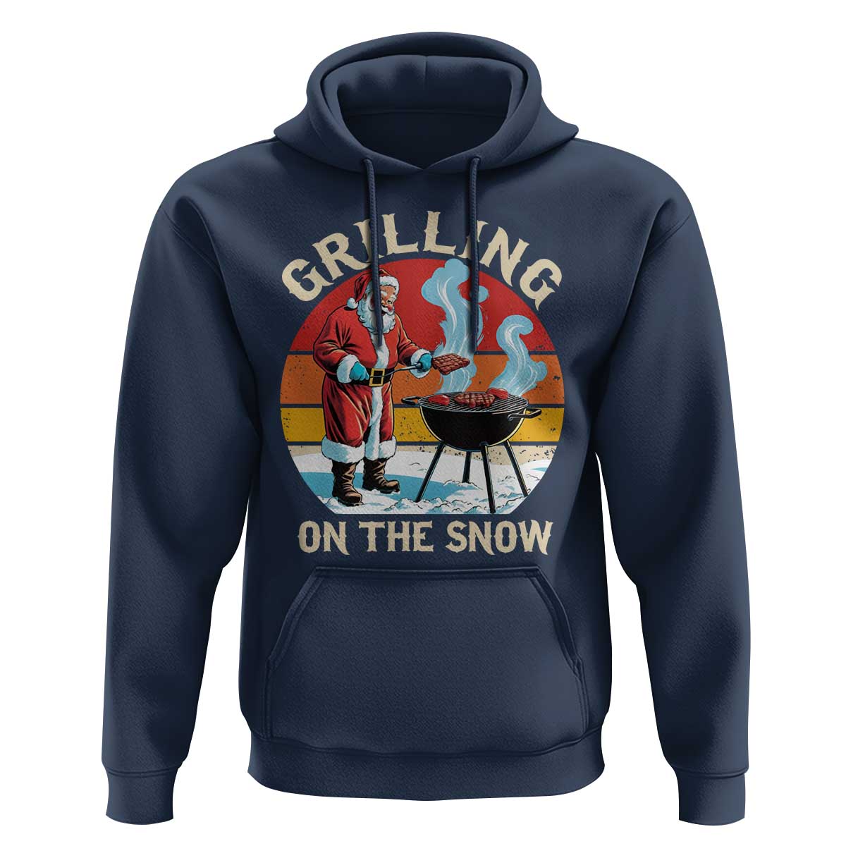 Funny Christmas Grilling Santa Hoodie Grilling On The Snow