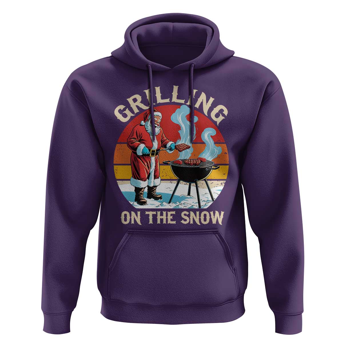 Funny Christmas Grilling Santa Hoodie Grilling On The Snow
