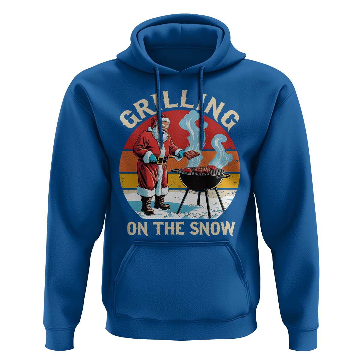 Funny Christmas Grilling Santa Hoodie Grilling On The Snow