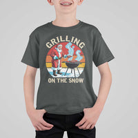Funny Christmas Grilling Santa T Shirt For Kid Grilling On The Snow - Wonder Print Shop