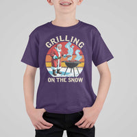 Funny Christmas Grilling Santa T Shirt For Kid Grilling On The Snow - Wonder Print Shop