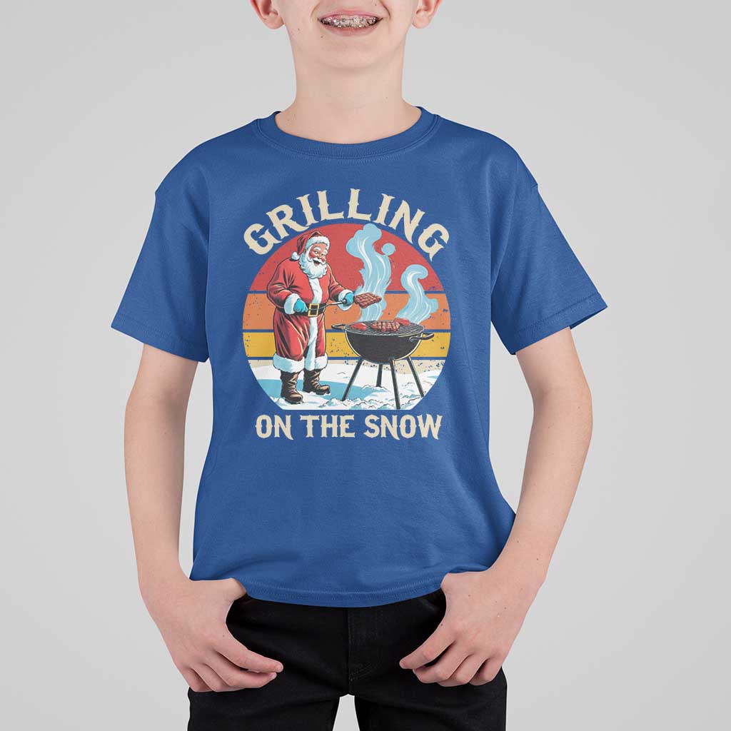 Funny Christmas Grilling Santa T Shirt For Kid Grilling On The Snow - Wonder Print Shop