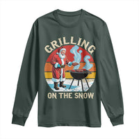 Funny Christmas Grilling Santa Long Sleeve Shirt Grilling On The Snow