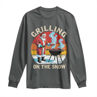 Funny Christmas Grilling Santa Long Sleeve Shirt Grilling On The Snow