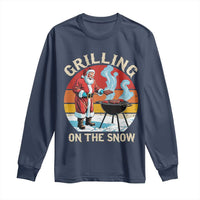 Funny Christmas Grilling Santa Long Sleeve Shirt Grilling On The Snow