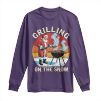 Funny Christmas Grilling Santa Long Sleeve Shirt Grilling On The Snow