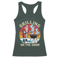Funny Christmas Grilling Santa Racerback Tank Top Grilling On The Snow