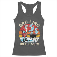 Funny Christmas Grilling Santa Racerback Tank Top Grilling On The Snow