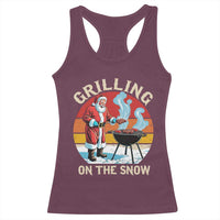 Funny Christmas Grilling Santa Racerback Tank Top Grilling On The Snow