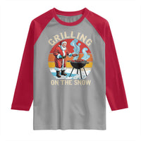 Funny Christmas Grilling Santa Raglan Shirt Grilling On The Snow - Wonder Print Shop