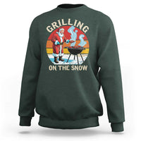 Funny Christmas Grilling Santa Sweatshirt Grilling On The Snow - Wonder Print Shop