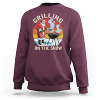 Funny Christmas Grilling Santa Sweatshirt Grilling On The Snow - Wonder Print Shop