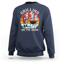Funny Christmas Grilling Santa Sweatshirt Grilling On The Snow - Wonder Print Shop