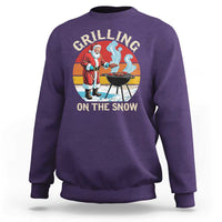 Funny Christmas Grilling Santa Sweatshirt Grilling On The Snow - Wonder Print Shop