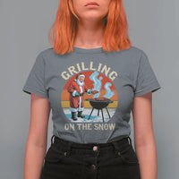 Funny Christmas Grilling Santa T Shirt For Women Grilling On The Snow - Wonder Print Shop
