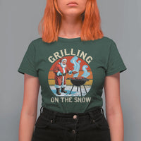 Funny Christmas Grilling Santa T Shirt For Women Grilling On The Snow - Wonder Print Shop