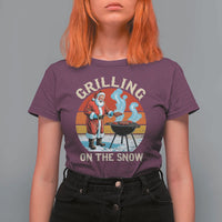 Funny Christmas Grilling Santa T Shirt For Women Grilling On The Snow - Wonder Print Shop