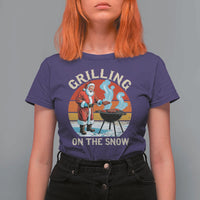 Funny Christmas Grilling Santa T Shirt For Women Grilling On The Snow - Wonder Print Shop